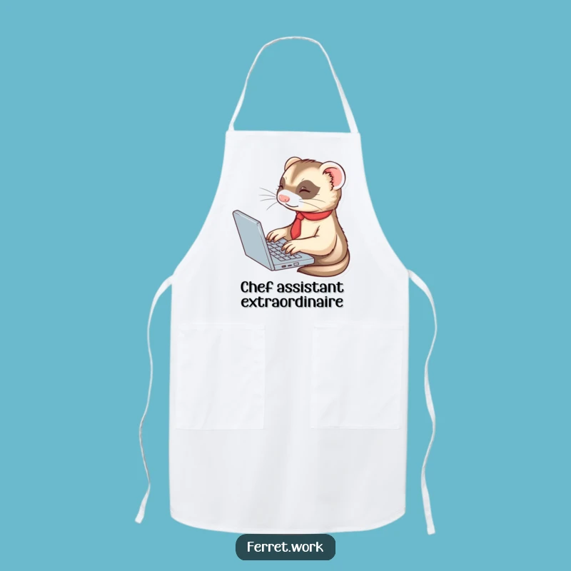 Funny Ferret Tie Apron - Business Laptop Typer Chef Wear Gift