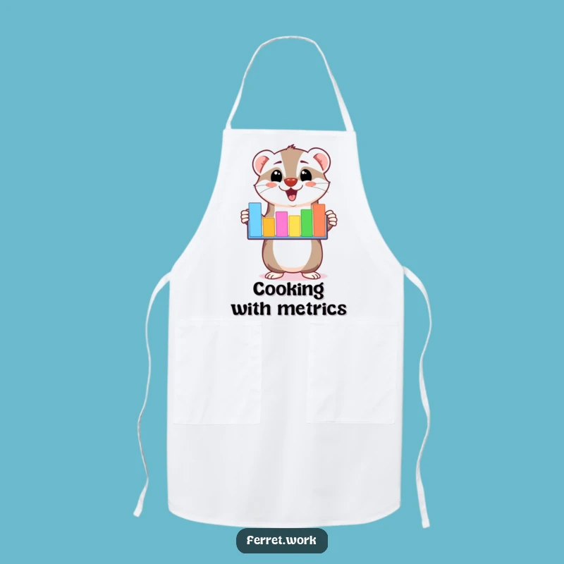Funny Kawaii Ferret Bar Graph Apron: Enthusiastic Chef's Data Tool for a Hilarious Kitchen