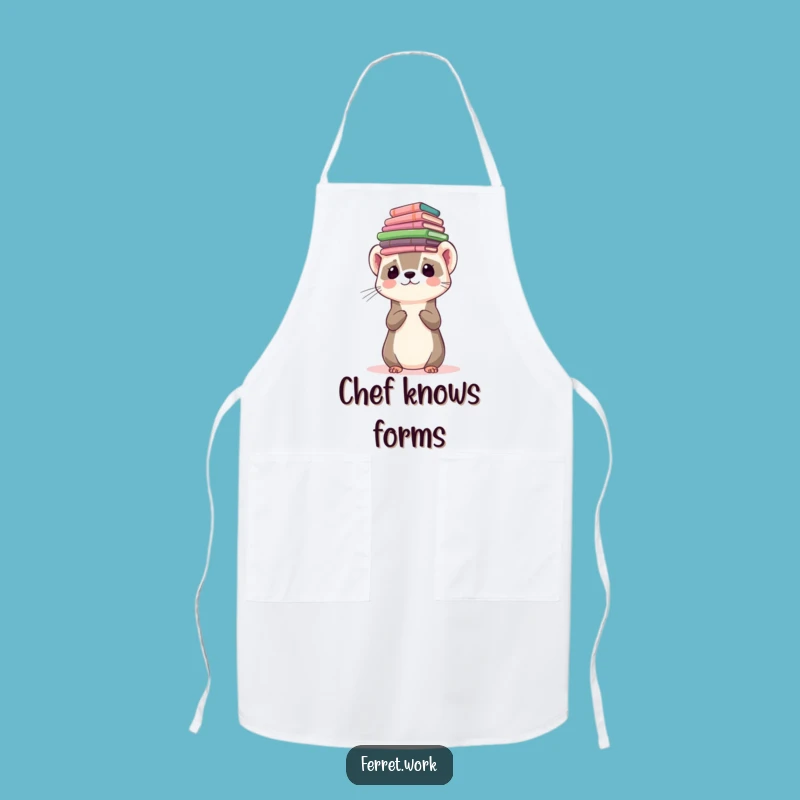 Funny Ferret Forms Balancing Apron: Overwhelmed Kitchen Hero for Hilarious Cooking