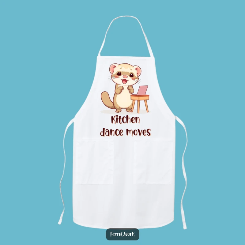 Funny Ferret Happy Dance Desk Apron: Hilarious Kitchen Wear for Joyful Cooks