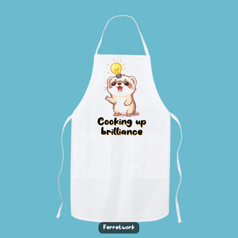 Funny Ferret Idea Apron: Lightbulb moment, a hilarious kitchen gift.