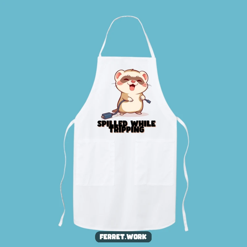 Funny Ferret Tripping Apron: Clumsy Chef Gift for Mishaps