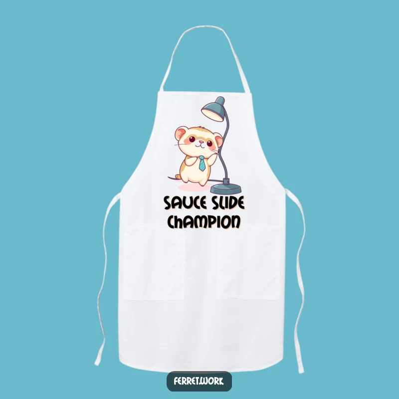 Funny Kawaii Ferret Chef Apron - Daring Desk Lamp Slide Humor Gift