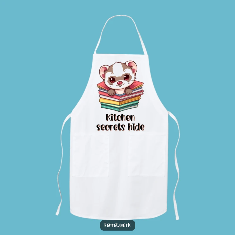 Funny Kawaii Ferret Folder Apron: Cute & Mischievous Kitchen Fun