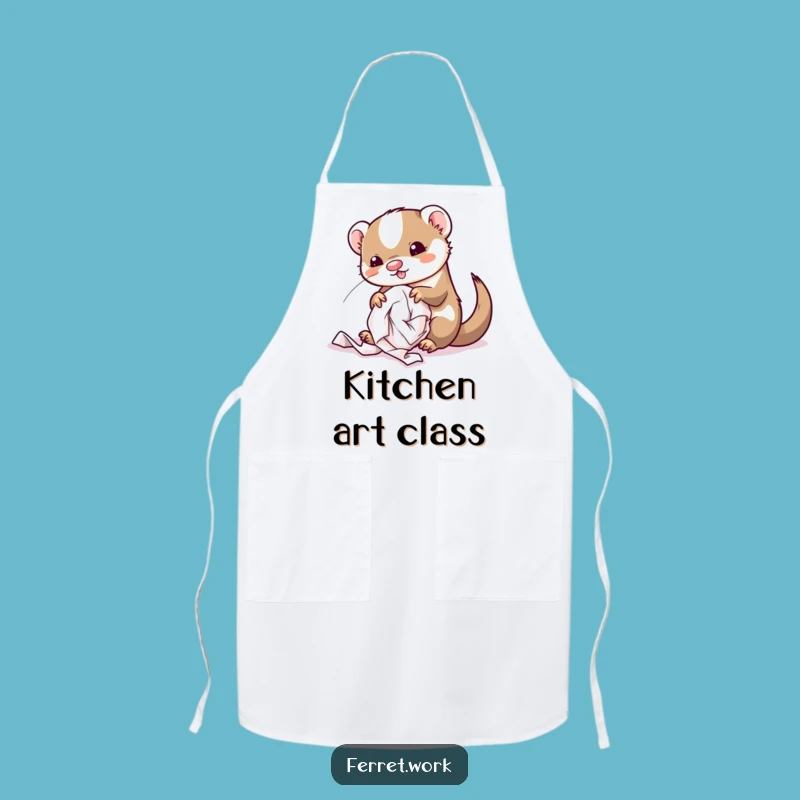 Funny Kawaii Office Ferret Apron - Hilarious Kitchen Mess Maker Gift