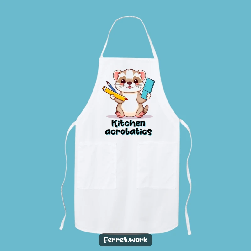 Funny Kawaii Ferret Juggling Apron - Kitchen Skills & Humor Gift