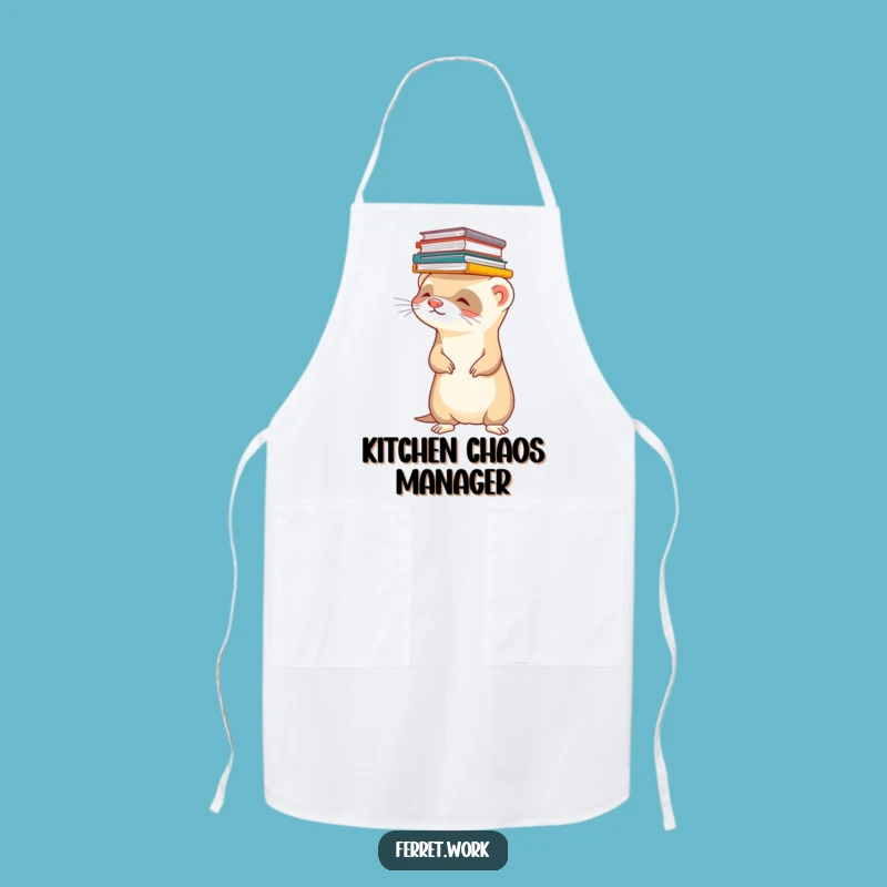 Funny Ferret Files Apron: Office Chaos Chef Pet Gift