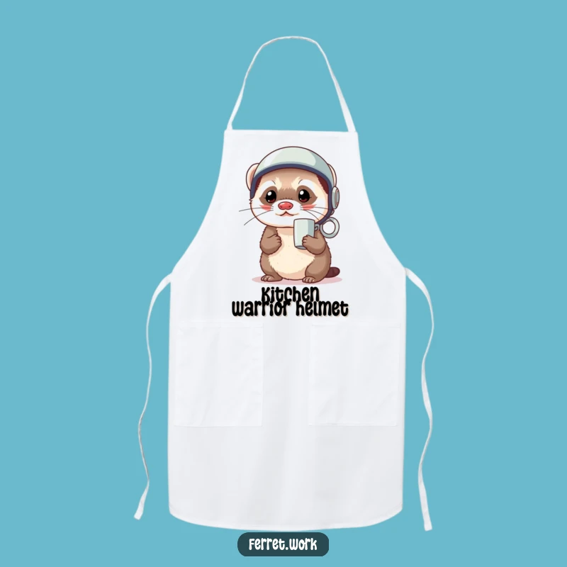 Funny Kawaii Ferret Chef Apron - Ready for Kitchen Action Humor Gift