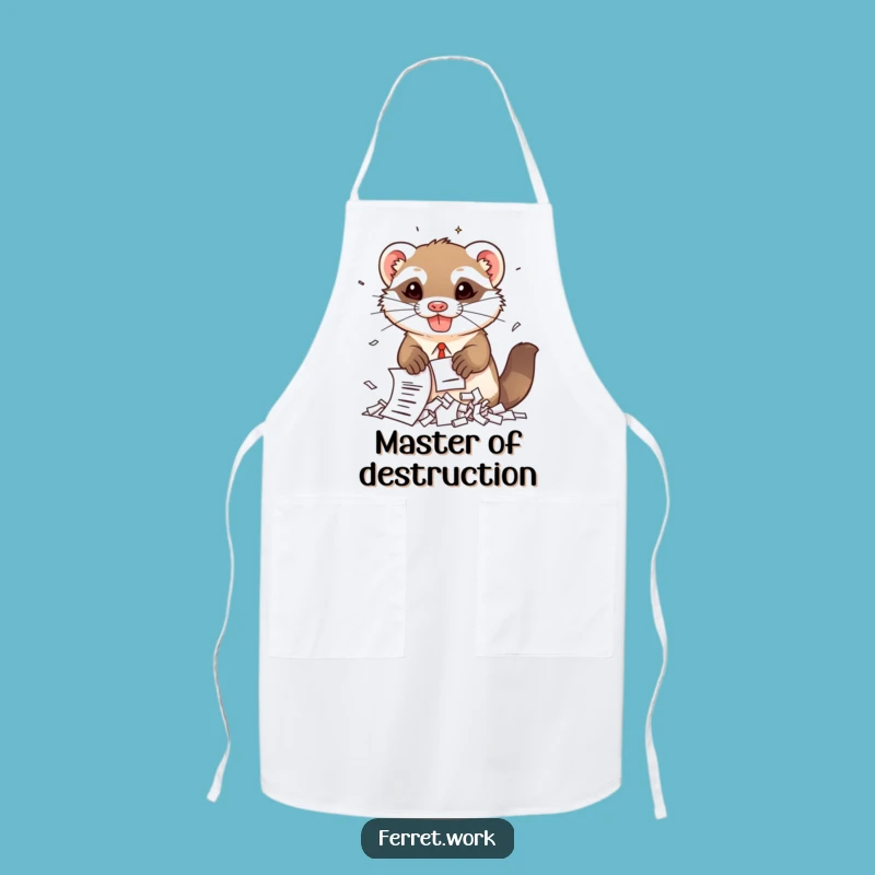 Funny Kawaii Office Ferret Chef Apron - Hilarious Cooking & Kitchen Gift
