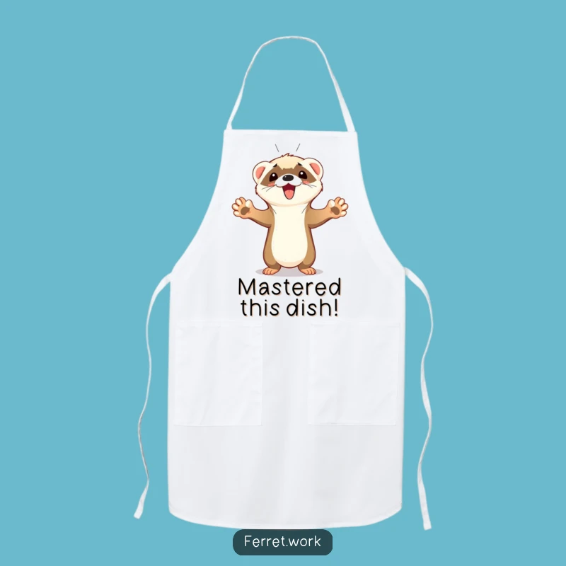 Funny Ferret Apron: Paws Up Goal Celebration Kitchen Fun