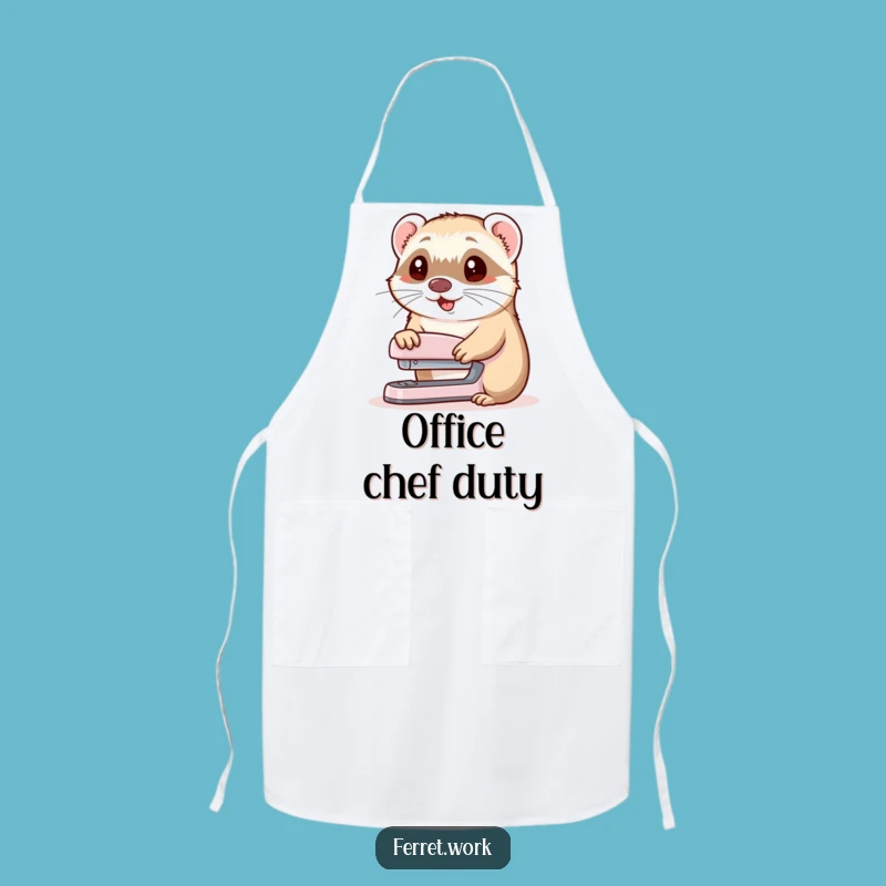 Funny Ferret Stapler Nod Apron: Hilarious Kitchen Wear for Helpful Cooks