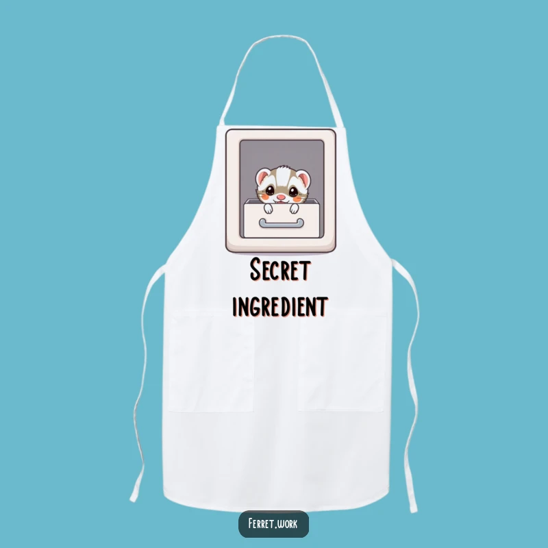 Funny Kawaii Office Ferret Apron - Secret Agent Chef Gift