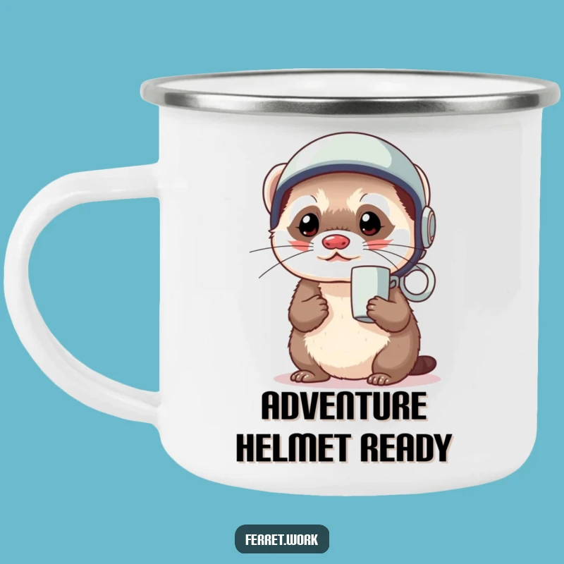 Adventure-Ready Funny Kawaii Ferret Helmet Mug - Outdoor Preparedness Gift
