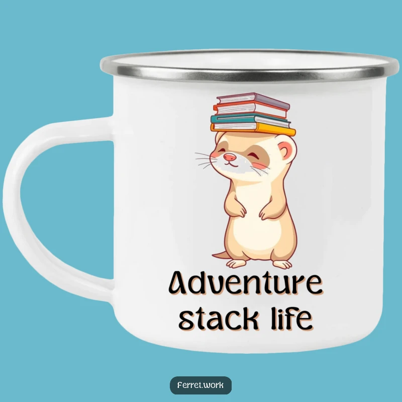 Funny Ferret Files Camping Mug: Office Chaos Pet Camp Gift