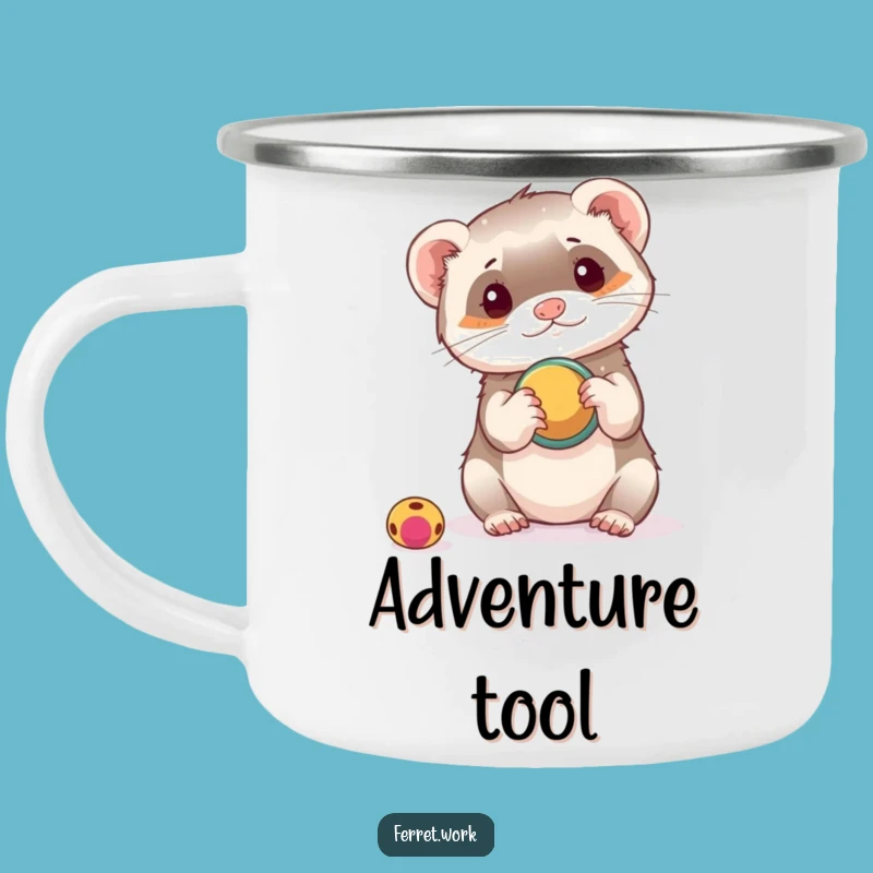Funny Ferret Camping Mug: Hole Punch Toy
