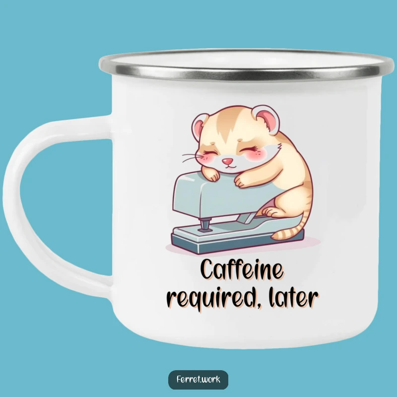 Funny Kawaii Office Ferret Stapler Nap Camping Mug, Adventure Fuel with Humor