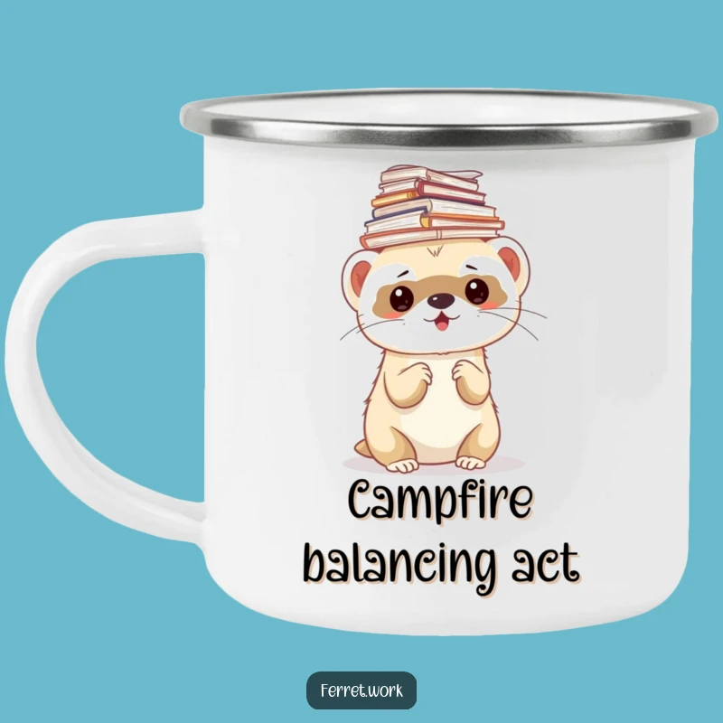 Funny Ferret Paper Stack Camping Mug - Overwhelmed Outdoor Mug