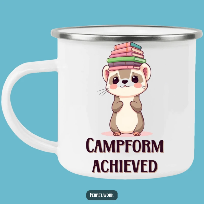 Funny Ferret Forms Balancing Camping Mug: Overwhelmed Outdoors for Hilarious Adventures