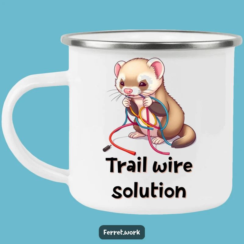 Durable Funny Ferret Wire Tangle Camping Mug - Adventure with Chaos Gift
