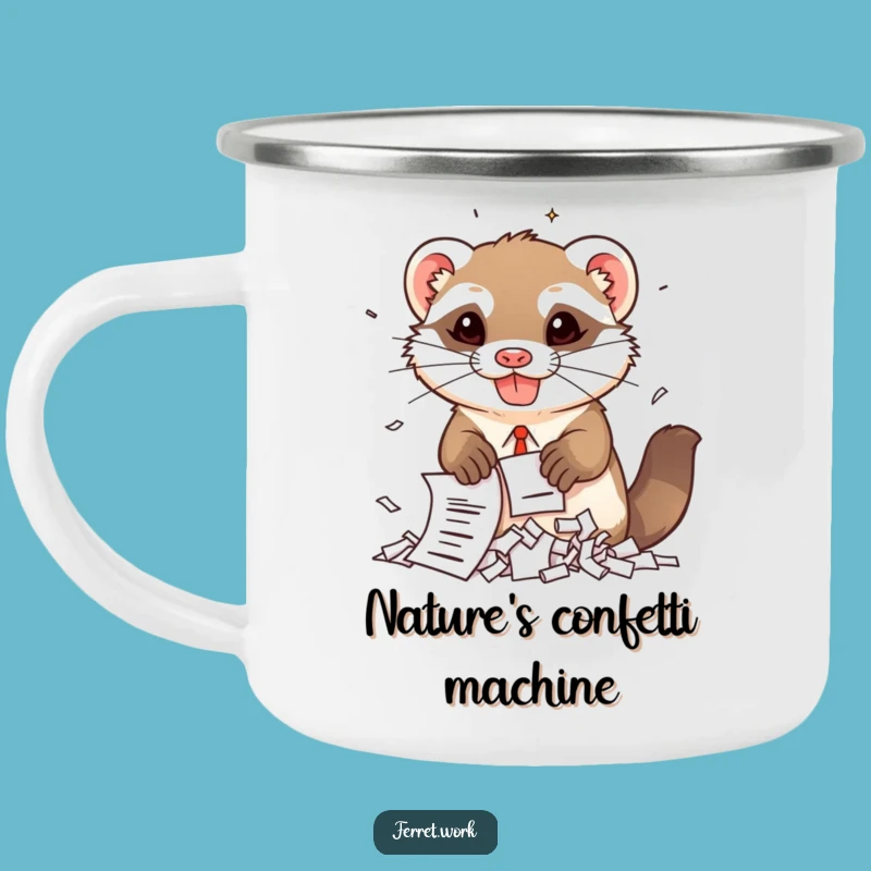Durable Funny Kawaii Office Ferret Shredding Mug - Adventure-Ready Humor Gift