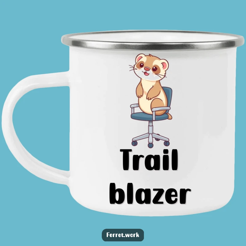 Funny Ferret Camping Mug: Office Chair Adventures