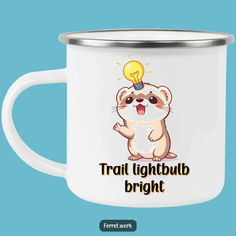 Funny Ferret Idea Camping Mug: Lightbulb moment, a hilarious outdoor gift.