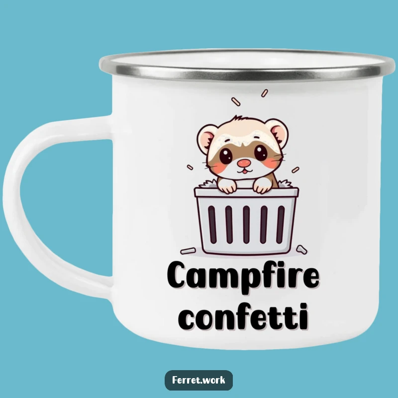 Funny Ferret Paper Shredder Camping Mug: Hilarious Outdoor Companion for Comical Adventures