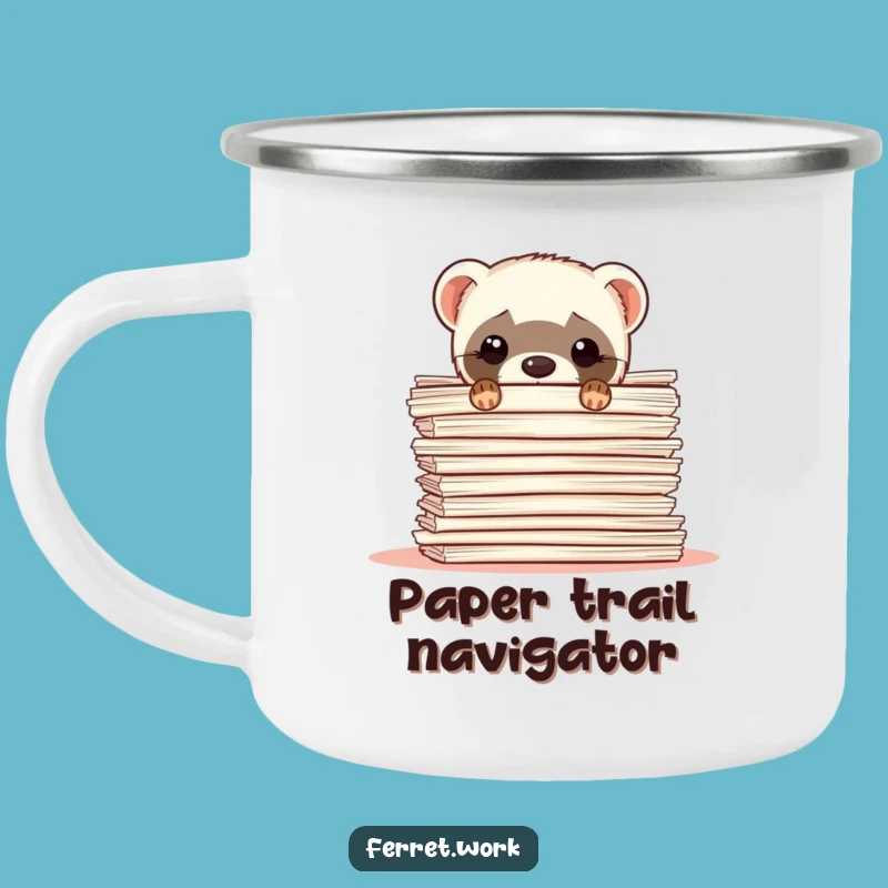 Funny Ferret Paperwork Camping Mug: Office Escape Drinkware