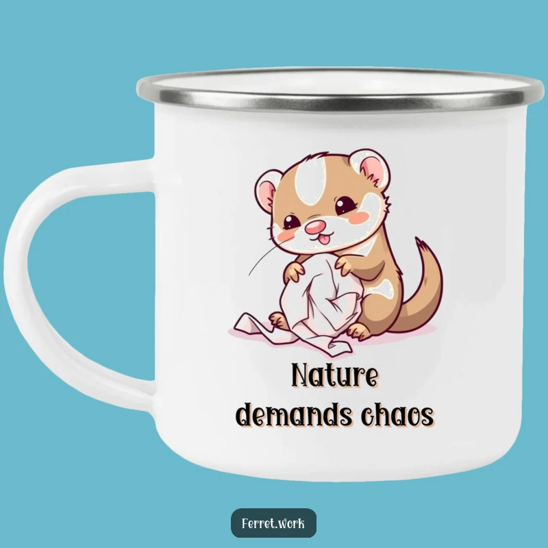 Funny Kawaii Office Ferret Camping Mug - Hilarious Mess Aid Gift