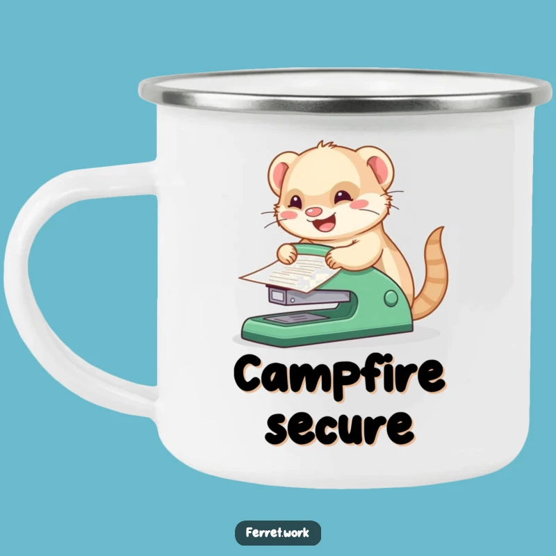 Funny Kawaii Office Ferret Stapler Camping Mug, Adventure Tools