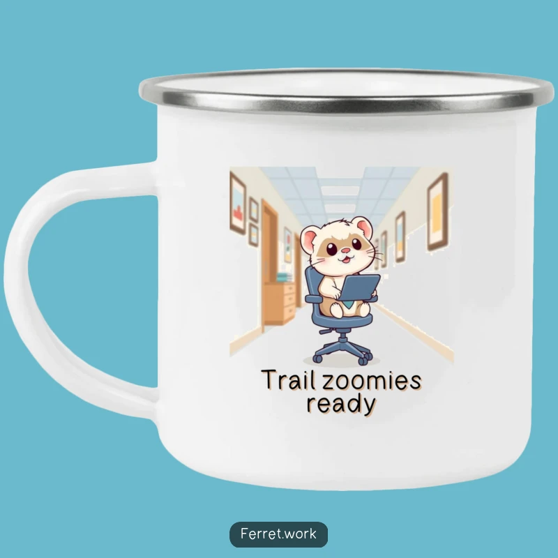 Funny Kawaii Office Ferret Zoom Camping Mug, Adventure Fuel Mug