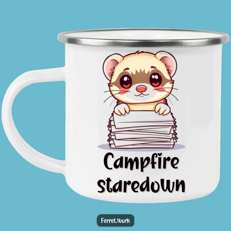 Funny Office Ferret Camp Mug: Desk-Side Cheer & Morning Laughter
