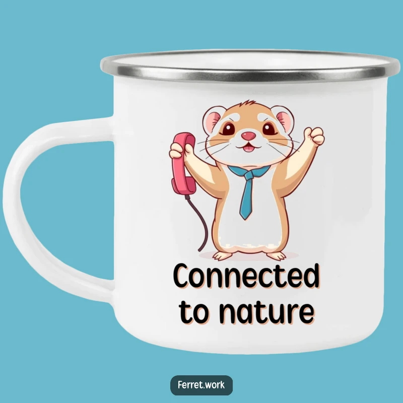 Funny Triumph Kawaii Ferret Phone Cord Camping Mug, Conquer Your Day with Humor