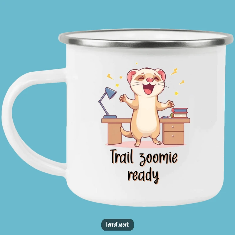 Funny Zoomie Ferret Camping Mug: Adventure with Celebratory Energy