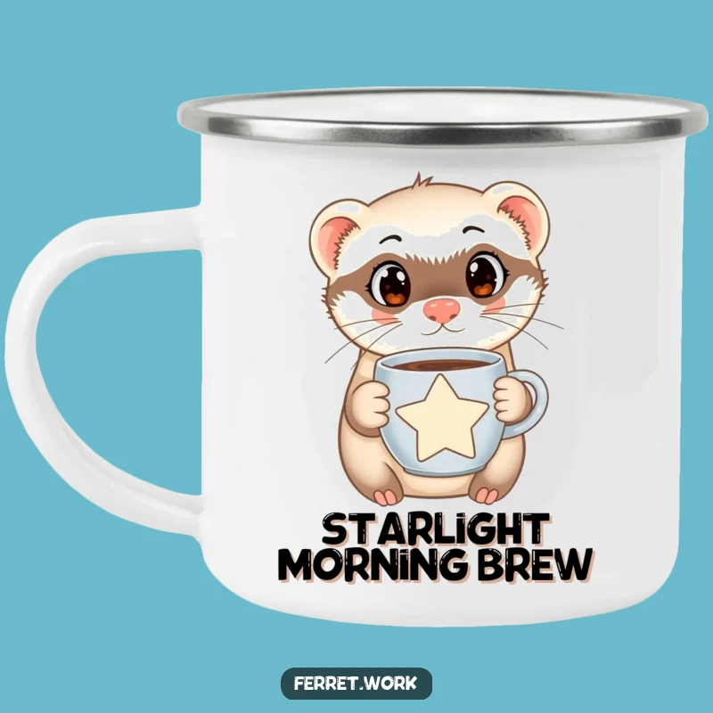 Funny Ferret Camping Mug: Star Coffee Cup for Outdoor Fun