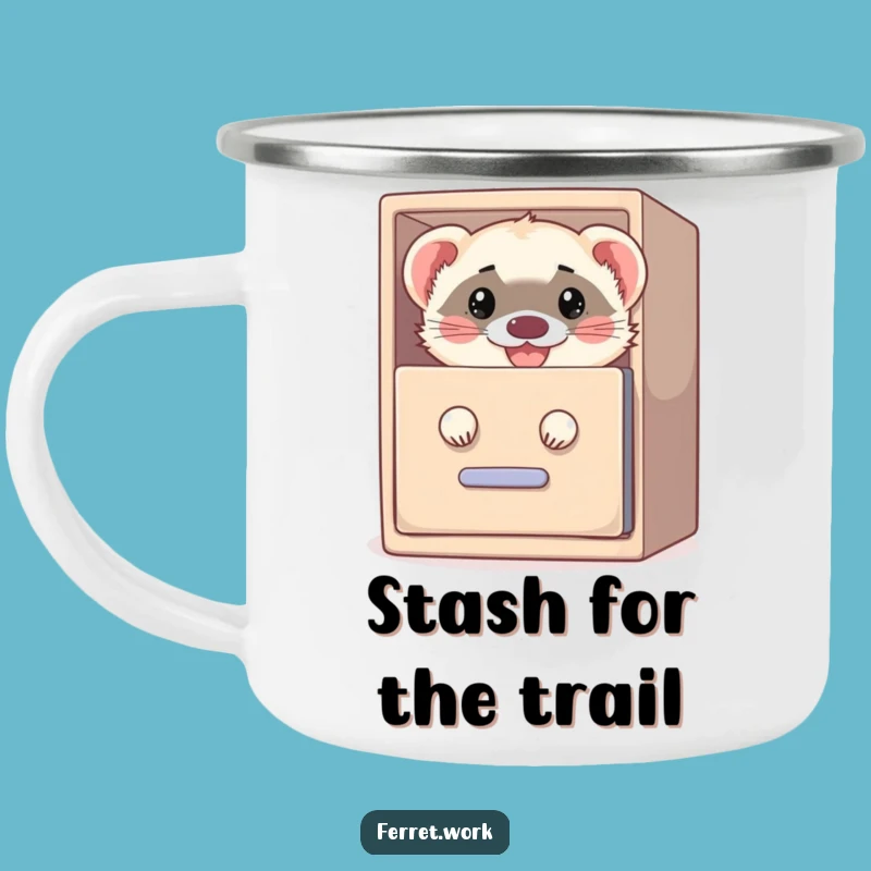 Funny Filing Cabinet Ferret Camping Mug: Adventure with a Hint of Mischief