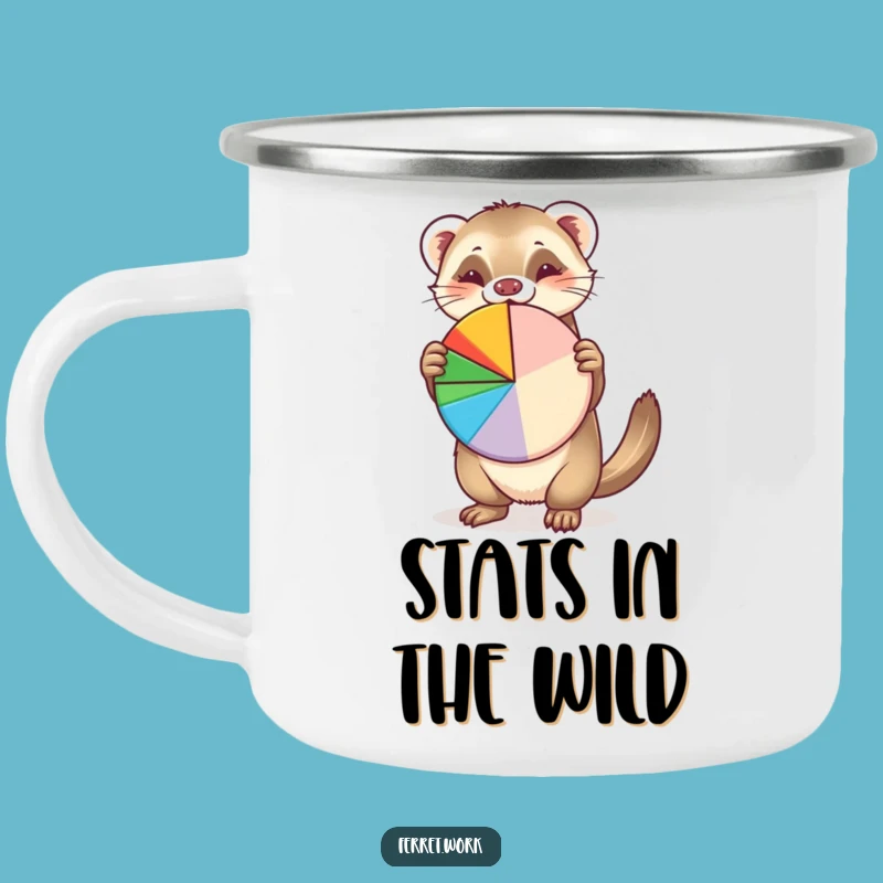 Funny Pie Chart Ferret Camping Mug: Adventure-Ready Comedic Data