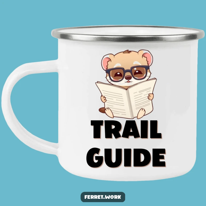 Funny Ferret Camping Mug: Spectacled Reader