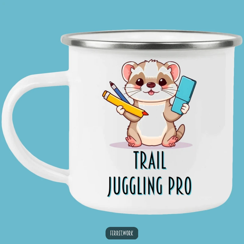 Adventure-Ready Funny Kawaii Ferret Juggling Mug - Outdoorsy Humor Gift