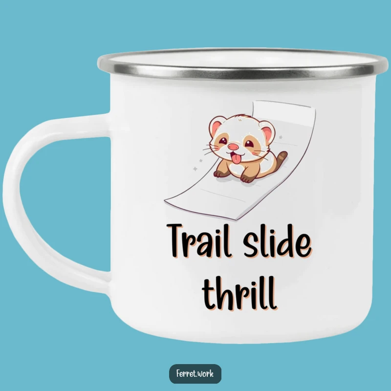 Funny Ferret Paper Slide Camping Mug - Joyful Outdoor Play Gift