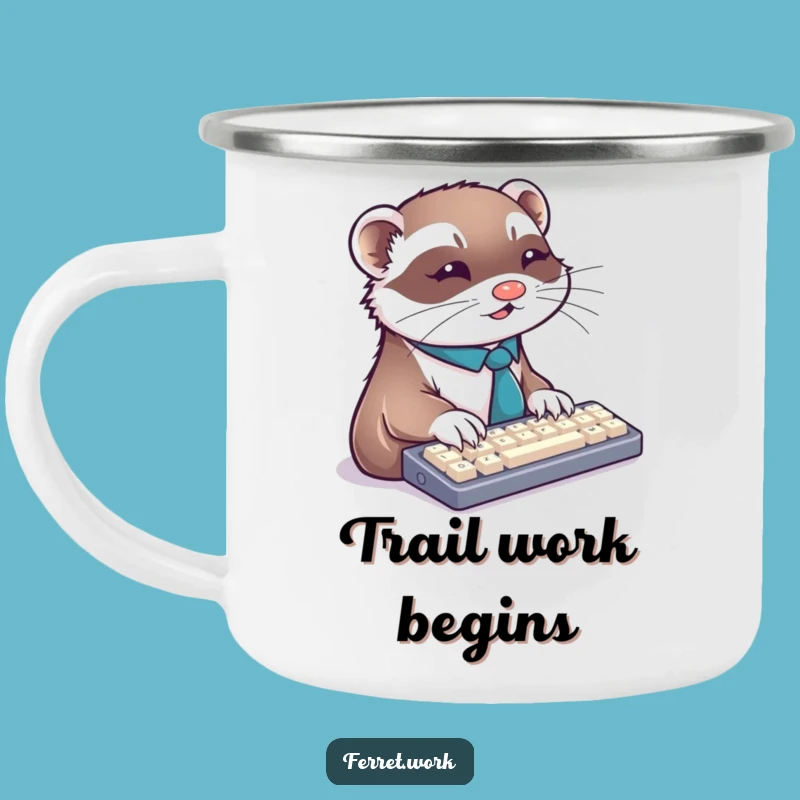 Funny Ferret Tie Keyboard Camping Mug - Busy Animal Outdoor Mug