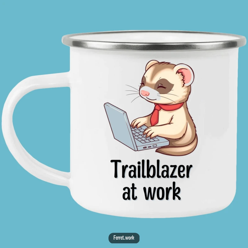 Funny Ferret Tie Camping Mug - Business Laptop Typer Outdoor Gift