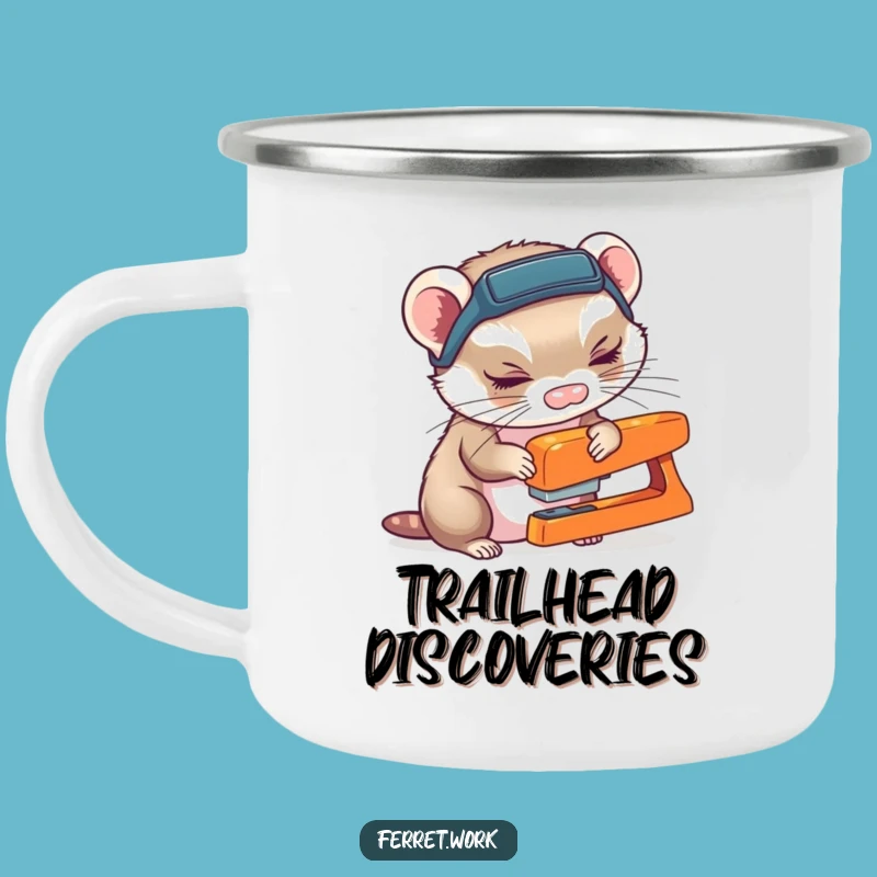 Funny Ferret Headlamp Camping Mug - Curious Detective Outdoor Gift