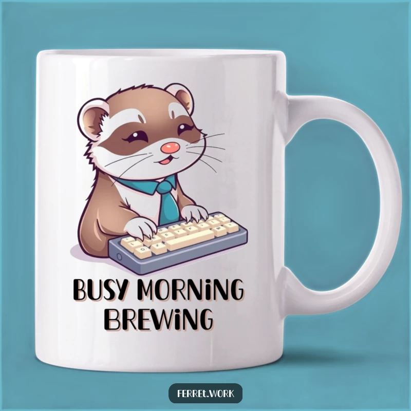 Funny Ferret Tie Keyboard Mug - Busy Professional Animal Gift