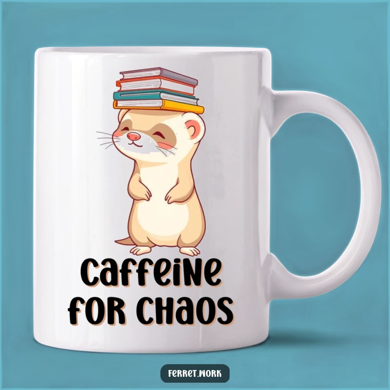 Funny Ferret Files Mug: Office Chaos Pet Gift for Busy Bees