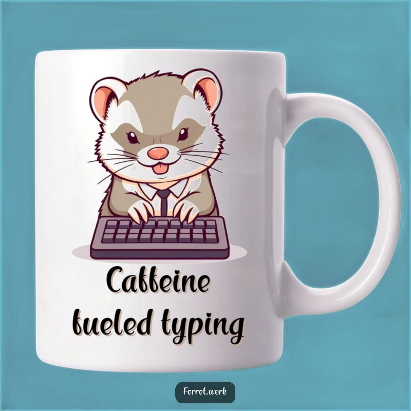 Funny Office Ferret Typing Mug: Busy Beaver Humor & Perfect Gift