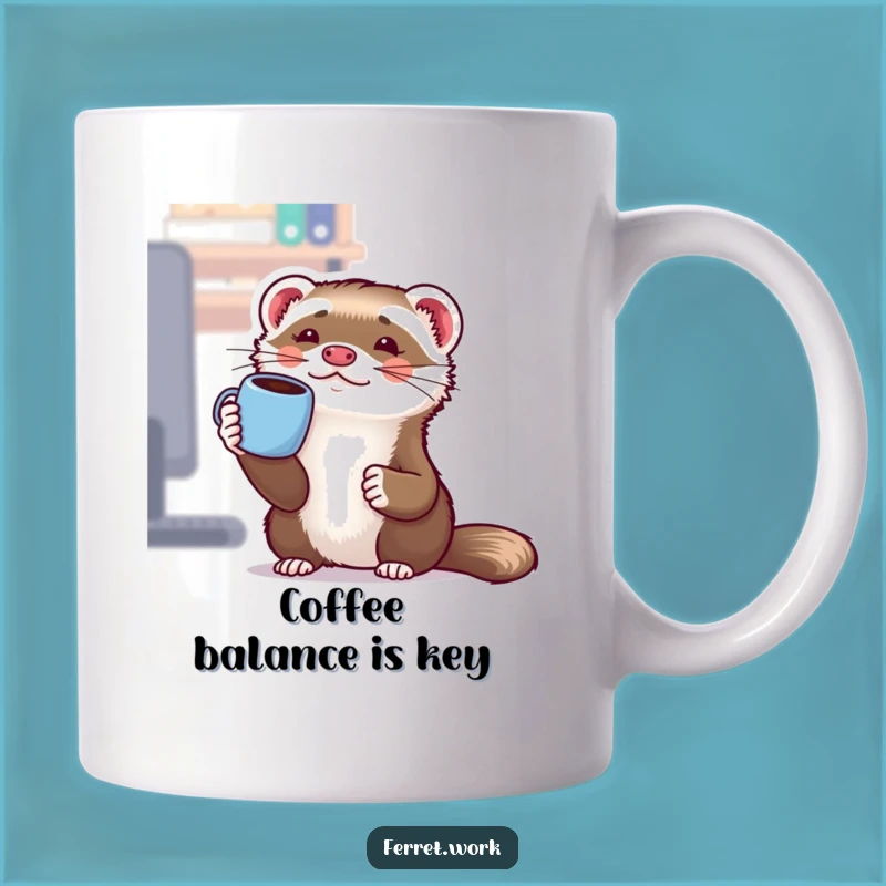Funny Office Ferret Coffee Mug - Hilarious Balancing Act for a Perfect Work Gift!