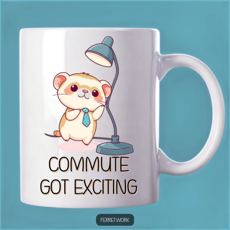 Funny Kawaii Ferret Tie Slidind Down Lamp Mug - Office Antics Humor Gift