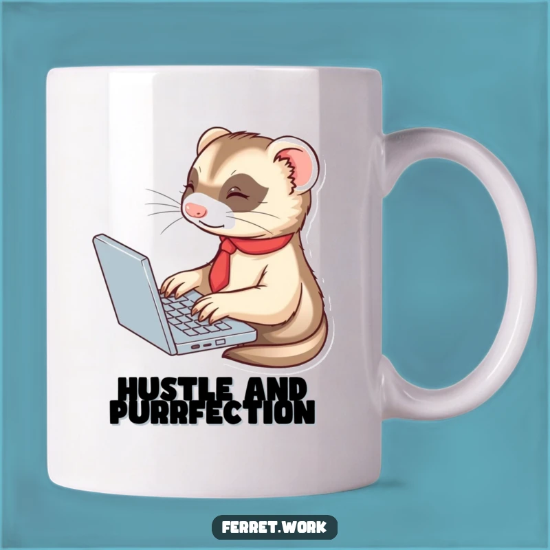 Funny Ferret Businessman Mug - Enthusiastic Typist Techie Gift