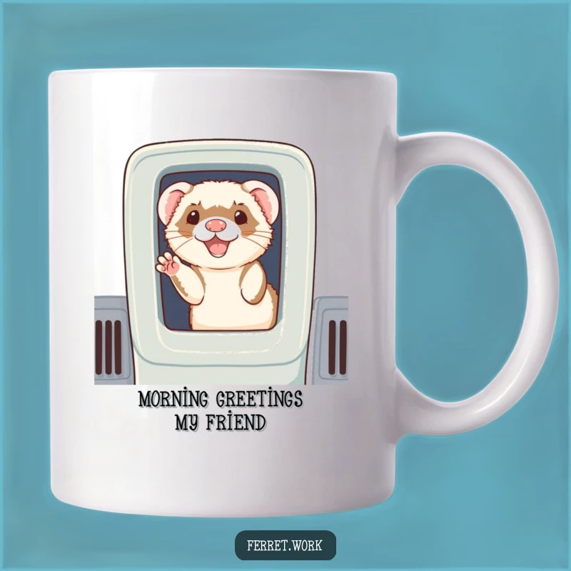 Funny Ferret Cubicle Wave Mug - Perfect Office Greetings Gift